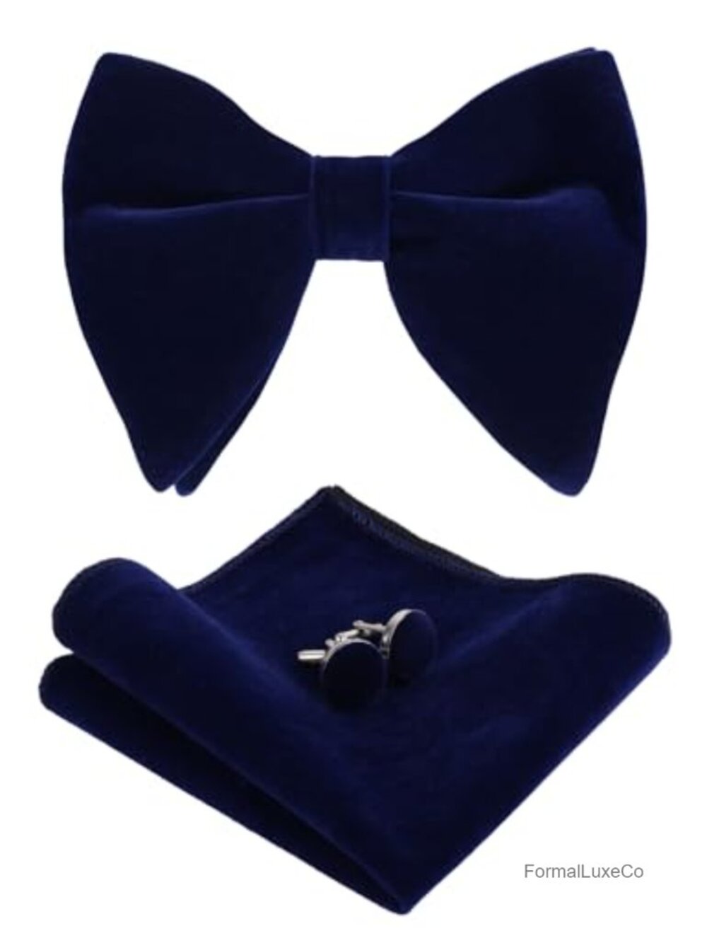 Men's Velvet Bow Tie Set with Hanky and Cufflinks Adjustable